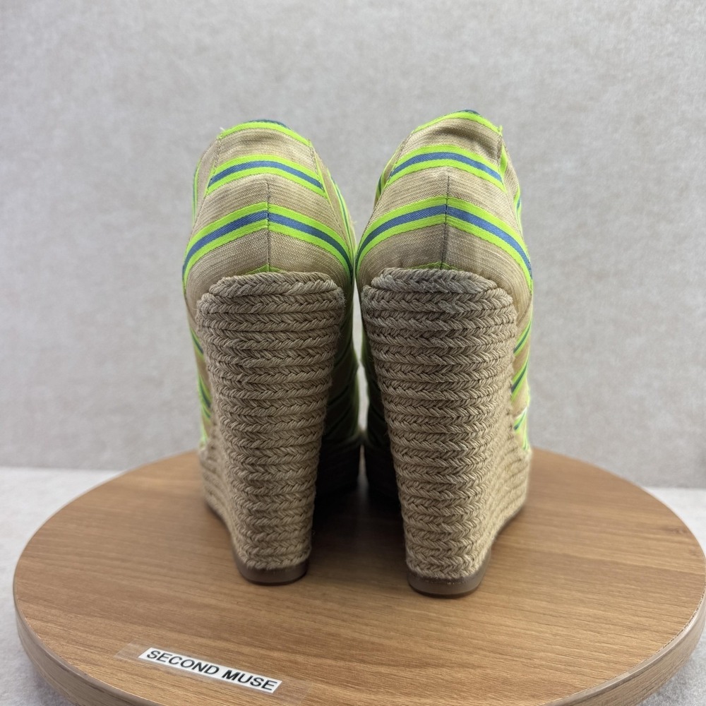 Tabitha Simmons Shoes Womens Size 7.5 Beige Linen Espadrille Wedge Italy - Picture 5 of 11